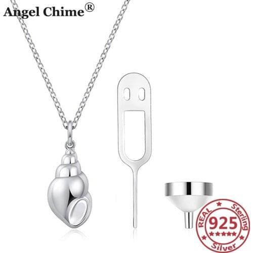 Angel Chime 925 Sterling Silver Snails Urn Necklace for Ashes Conch Pet Ash Cremation Memorial Urn Necklace Keepsake 925 Jewelry
