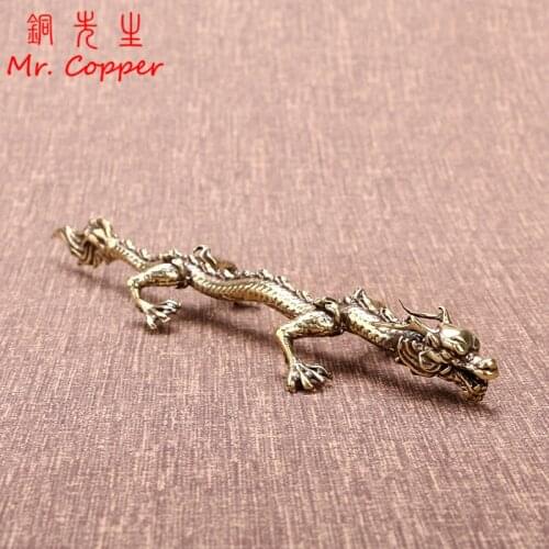 Antique Copper Dragon Beast Statue Pen Holder Desk Ornament Home Decoration Craft Accessories Retro Brass Zodiac Animal Figurine
