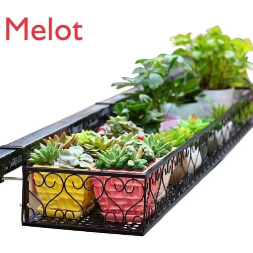 Balcony flower rack hanging wrought iron railing wall hanging flower pot rack guardrail multi-layer rack hanging shelf window