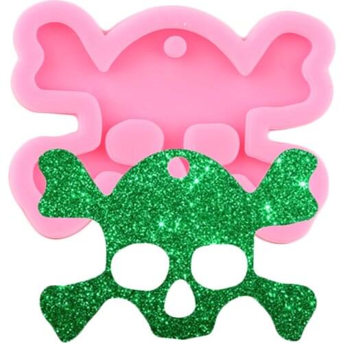 Shiny Glossy Skull Halloween Silicone Mold Epoxy Resin Craft Keychain Molds Pendant Polymer Clay Moulds Handmade Mould