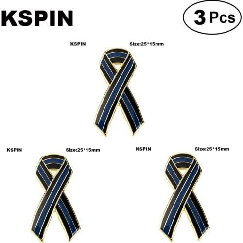 Black Blue Ribbon Bow Flag Brooches Lapel Pin Flag badge Brooch Pins Badges
