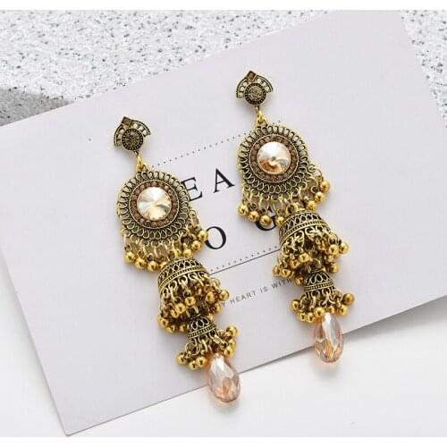 Gypsy Jewelry Retro Ethnic Indian Jhumka Small Bells Beads Drop Tassel Earrings For Women Boho Party Gifts Boucle Doreille