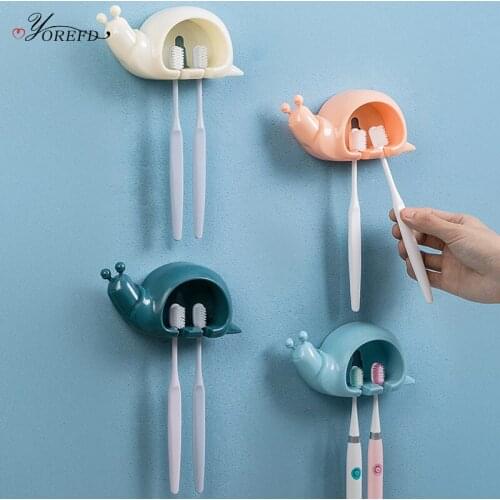 OYOREFD Cute Cartoon Snail Toothbrush Holder Wall Mounted Electric Toothbrush Holder Drain Tooth Brush Holder Bathroom Organizer