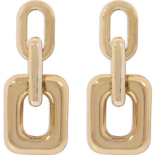 JINGLANG European And American Metal Texture Temperament Tarrings French Simple Cold Wind Exaggerated Geometric Retro Earrings