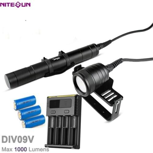 NITESUN DIV09V Diving Video Light CREE XM-L2(U4) 6500K max 1000LM underwater 150 meters waterpoof Torch Scuba dive Spotlight