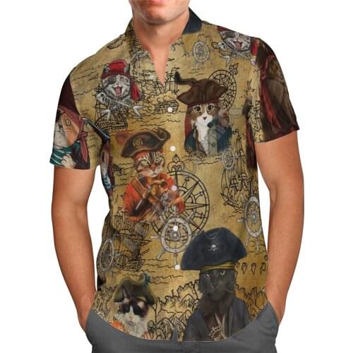 Hawaii Shirt Hawaiian beach summer Flower Knight Cat Printed 3d Mens Shirt Harajuku Tee hip hop shirts 09