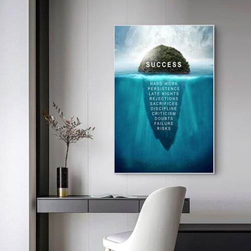 Mountain of Success Canvas Poster Landscape Motivational Canvas Wall Art Quote Nordic Print Wall Picture for Living Room Modern