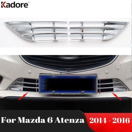 Front Center Grill Grille Cover Trim For Mazda 6 M6 Atenza 2014 2015 2016 ABS Chrome Head Grilles Around Car Styling Accessories