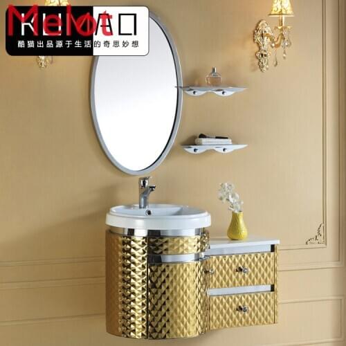 Stainless steel bathroom cabinet combination bathroom bathroom hanging cabinet mirror cabinet European washbasin washbasin basin