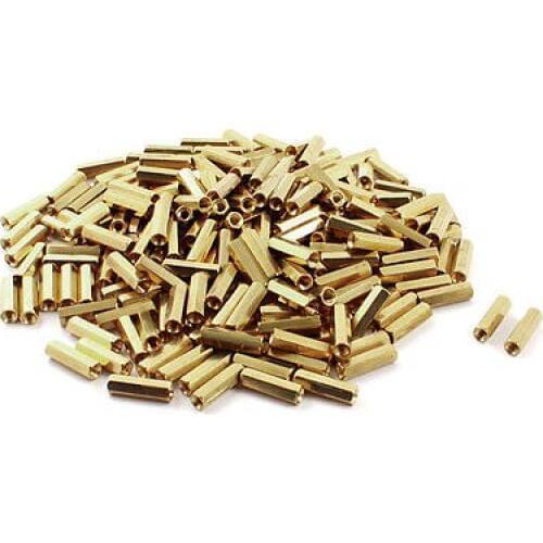 M3 x 16mm Female Thread Brass Pillar Standoff Hexagonal Nut Spacer 200Pcs