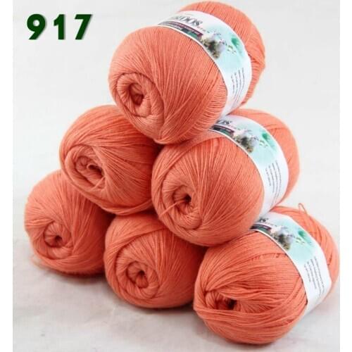 Lot of 6 Skeins Fine Lace Soft Wool Acrylic Cashmere Yarn Knitting Rose 917
