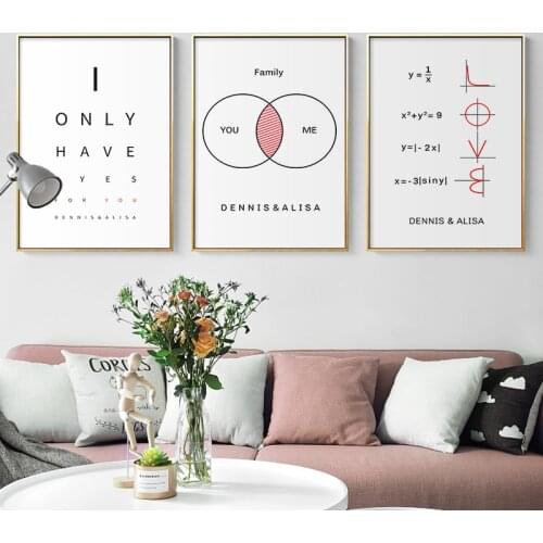 Lovers Wedding Custom Date Name Nordic Canvas Painting DIY Anniversary Poster Romantic Sweet Picture Print Couples Room Decor