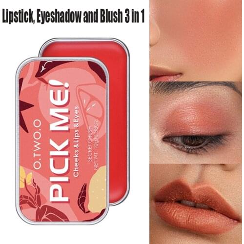 1PC Multifunctional Makeup Palette 3 IN 1 Lipstick Blush for Face Eyeshadow Lightweight Matte Lip Tint Natural Face Blush NEW