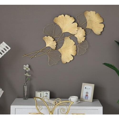 Fashion Chinese Iron Art Ginkgo Wall Hanging Creative Living Room Porch Background Wall Decoration Metal Hanging Pendant Crafts