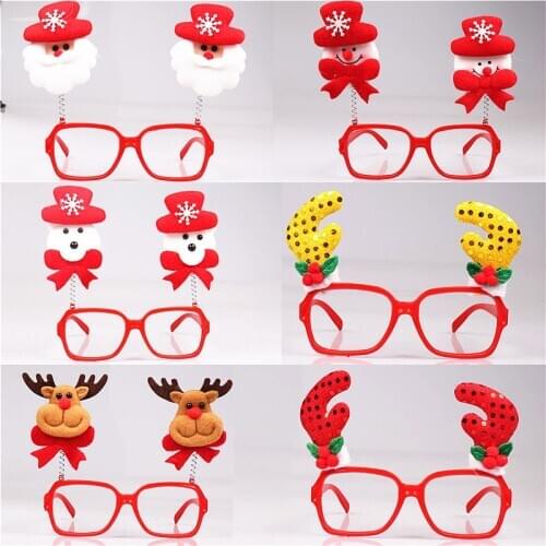 Cartoon Christmas Glasses Frame Childrens Toys Santa Snowman Antler Glasses Small Gifts Xmas Ornaments Christmas Decorations