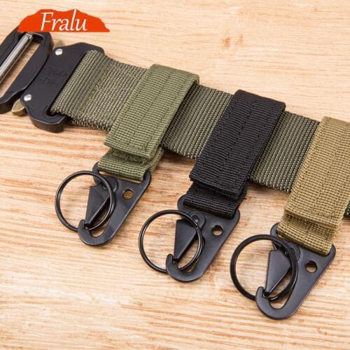 Mens canvas clasp Colorful Keychain Military nylon metal button Oyster mouth shape Paste belts Cool alloy buckle men eagle belt