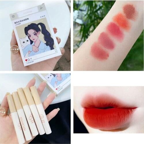 5Pcs Lip Gloss Set Long Lasting Moisturizing Velvet Matte Lipstick Professional Makeup For Women Lipstick Cosmetic Wholesale