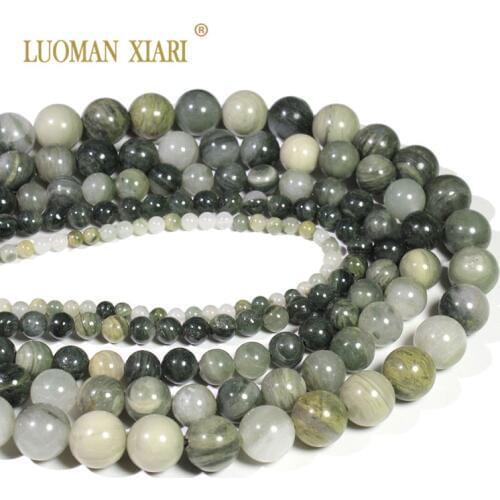 Wholesale Green Rutilated Stone Crystal Natural Stone Beads For Jewelry Making DIY Bracelet 4mm 6mm 8mm 10mm 12mm Strand 15