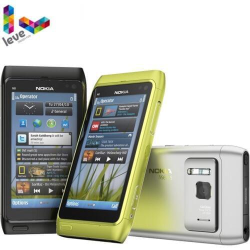 Original Nokia N8 Mobile Phone 3G WIFI GPS 12MP Camera 3.5" Touch Screen 16GB Storage Used and Refurbished Unlocked Cell Phone