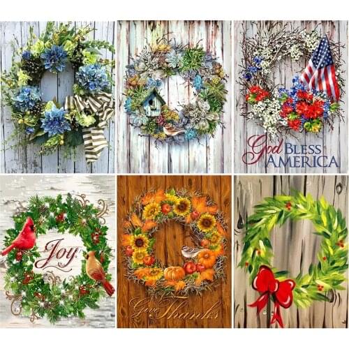 PDMDOG 5D DIY Diamond Painting Wreath Full Square New Arrival Landscape Diamond Embroidery Cross Stitch Childrens Room Decor