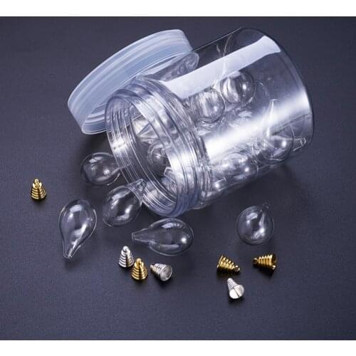 1 Box Clear Handmade Blown Glass Beads Pendant With Brass Bails for DIY Glass Bottle/Wind Chime Pendants DIY Jewelry Making