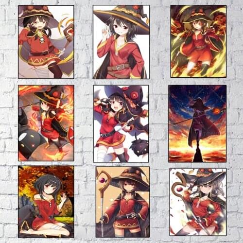 Poster Prints KonoSuba MEGUMIN Cute Girl Japan Anime Gift Ink Canvas Painting Print Art Wall Pictures For Living Room Decor карт