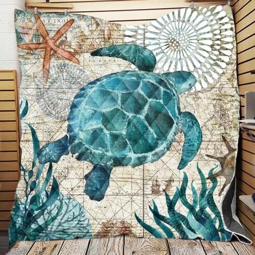 Drop Shipping 3D Sea Animals Printing Polyester Bedspread Cartoon Bedding Bedspreads Quilting Quilt Bed Covers Bed Linen