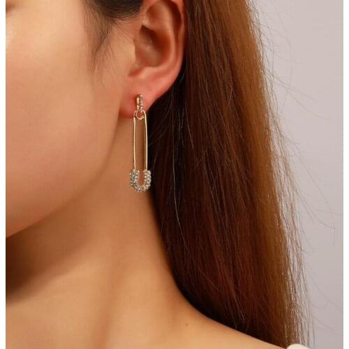 Timlee E092 Simple Delicate Geometry Paper Clip Pin Alloy Dangle Earrings, Personality Accessories Wholesale