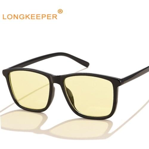 2021 New Trendy Square Sunglasses For Women Men Yellow Lens Summer Fashion Cat Eye Sun Glasses Ladies UV Protection Outdoor