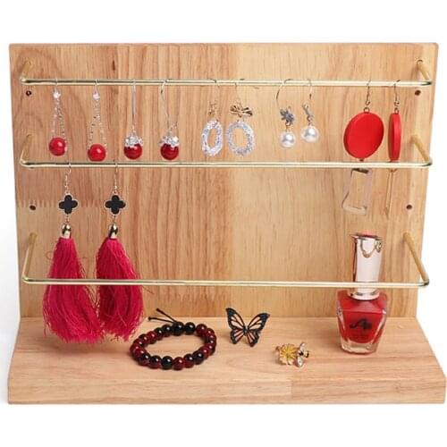 Wood Earring Stand Multilayer Jewelry Display Stand Organizer Earring Holder Shop Storage Showcase