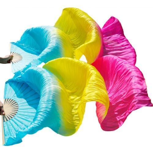 Belly Dance Veil Belly Dance Fan Handmade Dyed Silk Dance Fan 1 Pair 100% Real Silk/Imitation Silk High Quality Silk Fans Veils