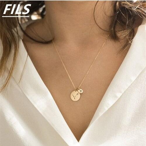 New Women Silver Fashion Simple Charm 12 Constellation Pendant Necklace Star Sign Necklace For Best Friend Gift Collar de mujer