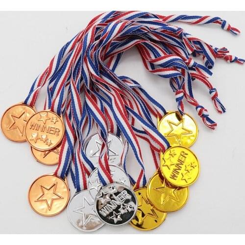 Gold Silver Bronze Award Medal with Ribbon Plastic Winner for Kids Childrens Events Classroom School Games Sports Prize