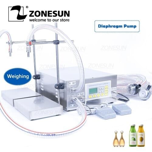 ZONESUN ZS-DP622W Semi Automatic Hand Sanitizer Perfume Shampoo Weighing Filling Machine Double Nozzles Water Bottle Filler