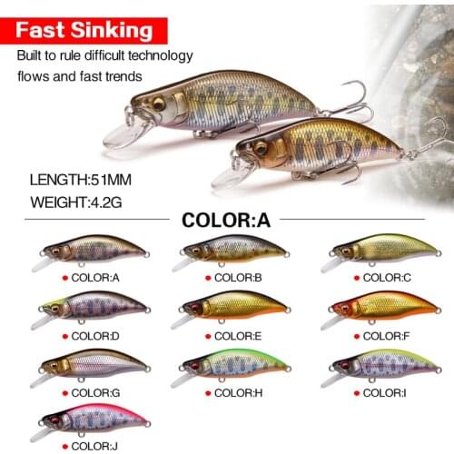 1Pcs New Fast Sinking Minnow Fishing Lure 46mm 4g Quality Wobblers Crankbait Artificial Hard Bait For Bass Pike Fishing Tackle