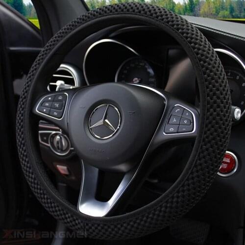 1Pcs Ice Silk Steering Wheel Cover Universal For 38CM Wear-resistant Anti-slip Car Accessories Black Red Rose Gray Beige Purple