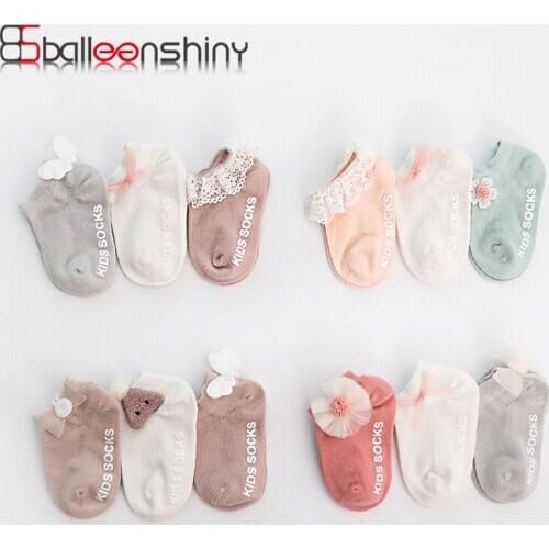 BalleenShiny 2020 new 3 pairs non-slip baby infant socks soft cotton Newborn Toddler baby floor socks comfort boys and girls