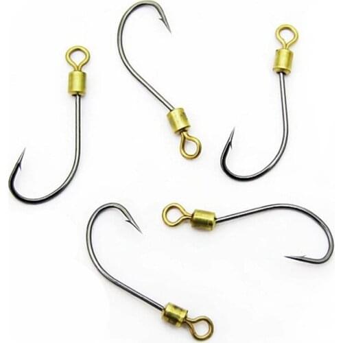 5pcs 10# To 20# Fishing Hooks Set Bearing Rolling Swivel Single Circle Fishhook Fly Fishing Jip Barbed Carp Hooks Sea Tackle