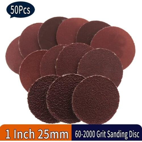 50pcs 1 Inch 25mm 60-2000 Grit Hook Loop Velcro Sanding Discs Buffing Sheet Sandpaper Sander Polishing Pad Abrasive Tools