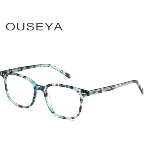 Acetate Kids Eyeglasses Frame Glasses-Transparent Fashion Square Noughts Zero Clear Myopia Optical Glasses Frame #CB3818