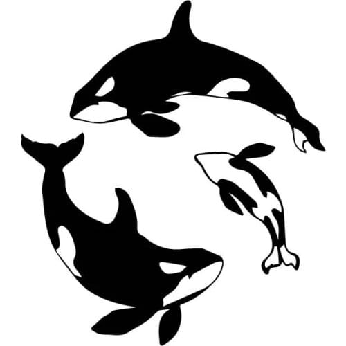 Car Sticker (1 Set) Funny Home Decor Killer Whale One Decal Body Sticker Black/silver 17CM* 15.2cm
