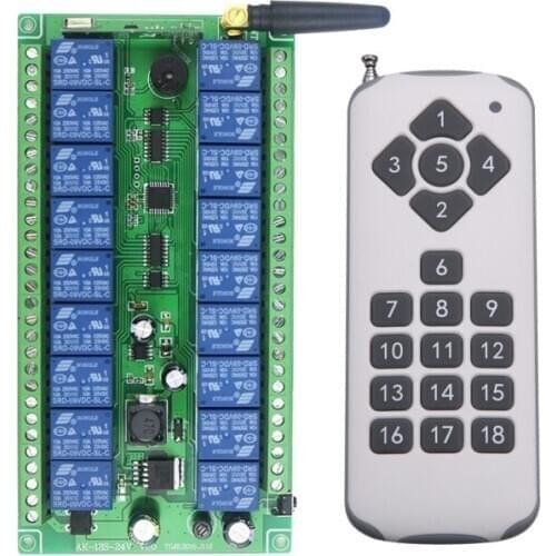 DC12V 24V Wide voltage 18CH 18Channe RF wireless remote control switch System, 1 X Transmitter + 1 X Receiver,315/433 MHZ