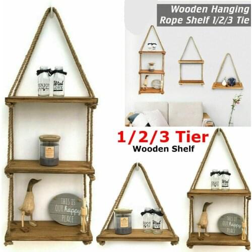 1/2/3 Tier Nordic Style Wooden Bead Tassels Storage Rack Wall Rope Hanging Shelf Decor Of Bedroom Living Room Kitchen Office New