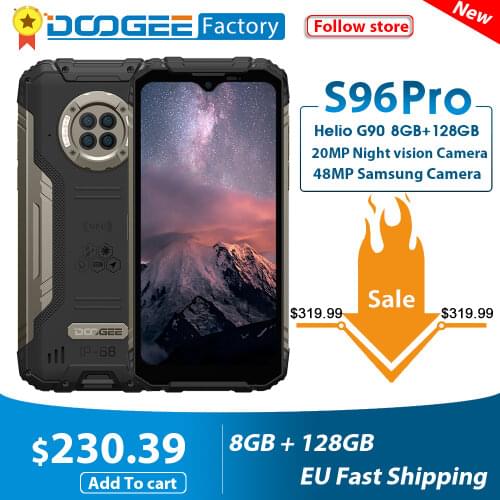 DOOGEE S96 Pro 20MP Infrared Night Vision Smartphone G90 Octa Core 8GB+128GB 48MP Round Quad Camera 6350mAh 6.22'' Cellphone