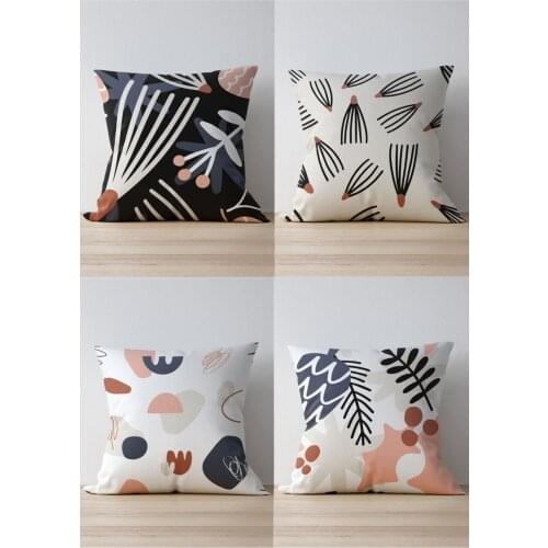 Double Side Printed Pine Pattern 4'Lü Suede Pillow Decorate Case Ecru Ground Good Quality Stylish Home Garden Room Kitchen Gift Convenient Decorative Modern