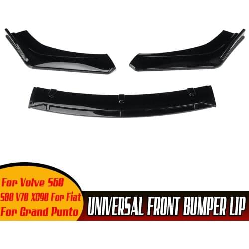 Glossy Black Universal Car Front Bumper Lip Body Kit Spoiler Splitter Guard For Volve S60 S80 V70 XC90 For Fiat For Grand Punto