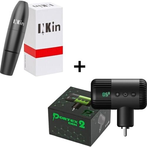 INKIN Cartridge Tattoo Pen Machine Kit with Portex Gen2 Wireless Battery Tattoo Power Supply RCA Connector
