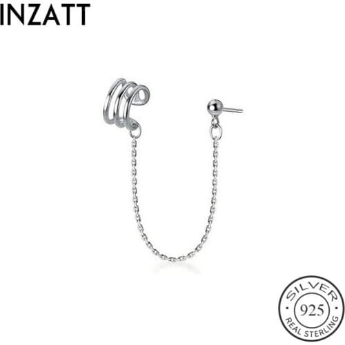 INZATT Real 925 Sterling Silver Tassel Chain Drop Earrings For Fashion Women Minimalist Fine Jewelry Hiphop Accessories 1piece