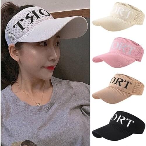 Summer Women Sunscreen Sun Hat Outdoor Sports Empty Top Breathable Hats Big Brim Baseball Cap Letters Printed Sun Visor Hats