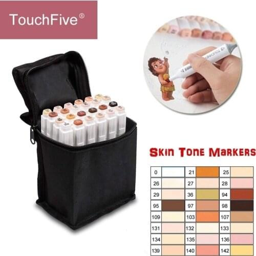 TouchFIVE 24 Colors Skin Tone Artist Marker Pens Alcohol Base Art Marker Pen for Drawing Animation Art Supplies